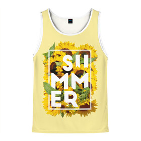 Мужская майка 3D с принтом Лето в Ухте, 100% полиэстер | круглая горловина, приталенный силуэт, длина до линии бедра. Пройма и горловина окантованы тонкой бейкой | Тематика изображения на принте: summer | sun | жара | каникулы | лето | море | отпуск | песок | пляж | подсолнух | подсолнухи | солнце