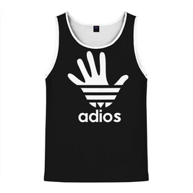 Мужская майка 3D с принтом Adios в Ухте, 100% полиэстер | круглая горловина, приталенный силуэт, длина до линии бедра. Пройма и горловина окантованы тонкой бейкой | adidas | adios | адидас | адьос | бренд | ладонь | мем | отпечаток | рука