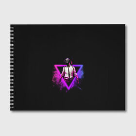 Альбом для рисования с принтом Pubg в Ухте, 100% бумага
 | матовая бумага, плотность 200 мг. | Тематика изображения на принте: neon | player unknowns battle grounds | pubg | пабг