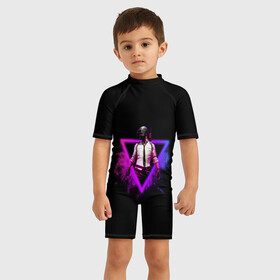 Детский купальный костюм 3D с принтом Pubg в Ухте, Полиэстер 85%, Спандекс 15% | застежка на молнии на спине | Тематика изображения на принте: neon | player unknowns battle grounds | pubg | пабг