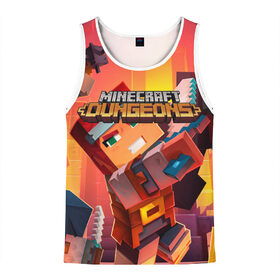 Мужская майка 3D с принтом Minecraft dungeons в Ухте, 100% полиэстер | круглая горловина, приталенный силуэт, длина до линии бедра. Пройма и горловина окантованы тонкой бейкой | Тематика изображения на принте: craft | game | mine | minecraft | minecraftmemories | pixel | tnt | twitter | блок | динамит | игра | красный блок | майнкрафт | маркус перссон | пиксель | ремесло | тротил | шахта