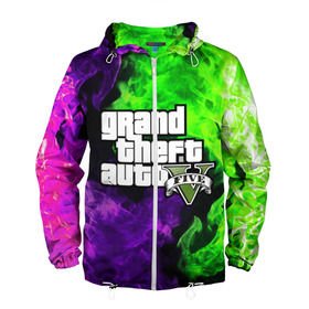 Мужская ветровка 3D с принтом GTA 5 в Ухте, 100% полиэстер | подол и капюшон оформлены резинкой с фиксаторами, два кармана без застежек по бокам, один потайной карман на груди | Тематика изображения на принте: bright | fire | flame | grand theft auto | grove street | grove street 4 life | gta | gta 4 | gta 5 | gta sa | gta v | gta vice city | heat | light | samp | san andreas | vice city | wildfire | грув стрит | игры | искры | огненный | огонь | пламя