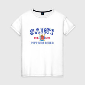 Женская футболка хлопок с принтом Saint Petersburg 1703 в Ухте, 100% хлопок | прямой крой, круглый вырез горловины, длина до линии бедер, слегка спущенное плечо | peter | russia | saint petersburg | spb | город | питер | регион 78 | россия | санкт петербург | спб