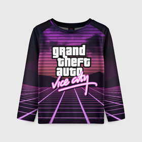 Детский лонгслив 3D с принтом GTA VICE CITY в Ухте, 100% полиэстер | длинные рукава, круглый вырез горловины, полуприлегающий силуэт
 | grand theft auto | grove street | grove street 4 life | gta | gta 4 | gta 5 | gta sa | gta v | gta vice city | neon | samp | san andreas | vice city | грув стрит | игры | неон | самп | сан андреас