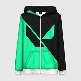 Женская толстовка 3D на молнии с принтом VALORANT в Ухте, 100% полиэстер | длина до линии бедра, манжеты и пояс оформлены мягкой тканевой резинкой, двухслойный капюшон со шнурком для регулировки, спереди молния, по бокам два кармана | breach | cs go | cypher | jett | league of legends | legends of runeterra | lol | omen | overwatch | phoenix | riot | riot games | sage | sona | sova | valorant | viper | валорант | лига легенд | лол