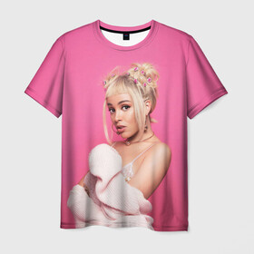 Мужская футболка 3D с принтом DOJA CAT в Ухте, 100% полиэфир | прямой крой, круглый вырез горловины, длина до линии бедер | amala | amalaratna zandile dlamini | doja cat | hot pink | mooo | music | pink | rap | say so | интернет | корова | мем | музыка | мууу | розовый | рэп