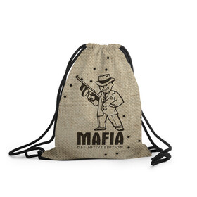 Рюкзак-мешок 3D с принтом Mafia 2 в Ухте, 100% полиэстер | плотность ткани — 200 г/м2, размер — 35 х 45 см; лямки — толстые шнурки, застежка на шнуровке, без карманов и подкладки | Тематика изображения на принте: 2 | 2020 | definitive | edition | mafia | банда | вито | гангстеры | герои | дон | игра | капоне | компьютерная | корлеоне | крестный | культ | мафия | мешковина | настольная | отец | персонаж | фильм