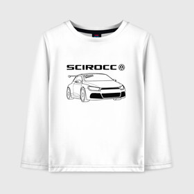 Детский лонгслив хлопок с принтом Scirocco (Z) в Ухте, 100% хлопок | круглый вырез горловины, полуприлегающий силуэт, длина до линии бедер | amarok | arteon | caravelle | golf | polo | scirocco | teramont | tiguan | touareg | transporter | volkswagen | vw | wv | авто | автомобиль | ам | бренд | карбон | машина | машины | народный автомобиль | фольксваген
