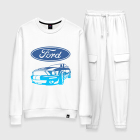 Женский костюм хлопок с принтом Ford | Форд (Z) в Ухте, 100% хлопок | на свитшоте круглая горловина, мягкая резинка по низу. Брюки заужены к низу, на них два вида карманов: два 