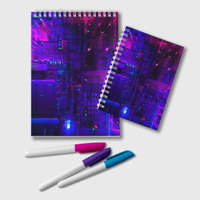 Блокнот с принтом NEON CUBES в Ухте, 100% бумага | 48 листов, плотность листов — 60 г/м2, плотность картонной обложки — 250 г/м2. Листы скреплены удобной пружинной спиралью. Цвет линий — светло-серый
 | abstract | abstraction | color | fractal | geometry | paitnt | polygon | polygonal | psy | абстракция | геометрия | краски | неоновые | полигоны | психоделика | фрактал