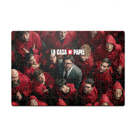 Пазл магнитный 126 элементов с принтом Бумажный дом | La Casa de Papel (Z) в Ухте, полимерный материал с магнитным слоем | 126 деталей, размер изделия —  180*270 мм | Тематика изображения на принте: la casa de papel | netflix | берлин | бумажный дом | лиссабон | профессор | сальва | токио