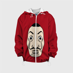 Детская куртка 3D с принтом Бумажный Дом в Ухте, 100% полиэстер | застежка — молния, подол и капюшон оформлены резинкой с фиксаторами, по бокам — два кармана без застежек, один потайной карман на груди, плотность верхнего слоя — 90 г/м2; плотность флисового подклада — 260 г/м2 | bella | casa | ciao | de | la | mask | money | netflix | papel | бумажный | деньги | дом | маска | маски | сериал