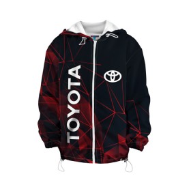 Детская куртка 3D с принтом TOYOTA в Ухте, 100% полиэстер | застежка — молния, подол и капюшон оформлены резинкой с фиксаторами, по бокам — два кармана без застежек, один потайной карман на груди, плотность верхнего слоя — 90 г/м2; плотность флисового подклада — 260 г/м2 | toyota | абстракция | авто | автомобиль | лого | логотип | машина | таета | тоета | тойота