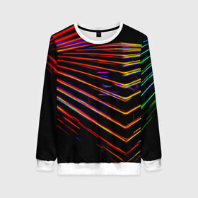 Женский свитшот 3D с принтом STRIPES COLOR в Ухте, 100% полиэстер с мягким внутренним слоем | круглый вырез горловины, мягкая резинка на манжетах и поясе, свободная посадка по фигуре | abstract | abstraction | color | fractal | geometry | paitnt | polygon | polygonal | psy | абстракция | геометрия | краски | неоновые | полигоны | психоделика | фрактал
