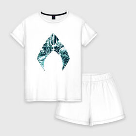 Женская пижама с шортиками хлопок AQUAMAN: в Ухте, 100% хлопок | футболка прямого кроя, шорты свободные с широкой мягкой резинкой | aquaman | atlanna | atlantean soldier | black manta | brine king | mera | orm | vdgerir | аквамен | аквамэн | артур карри | атланта | мера