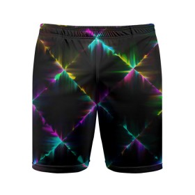 Мужские шорты спортивные с принтом НЕОНОВАЯ ТЕКСТУРА в Ухте,  |  | abstract | abstraction | color | fractal | geometry | paitnt | polygon | polygonal | psy | абстракция | геометрия | краски | неоновые | полигоны | психоделика | фрактал