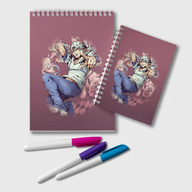 Блокнот с принтом JoJo в Ухте, 100% бумага | 48 листов, плотность листов — 60 г/м2, плотность картонной обложки — 250 г/м2. Листы скреплены удобной пружинной спиралью. Цвет линий — светло-серый
 | jojo bizarre adventure | джоджо | люди из клана | приключения джо