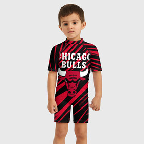 Детский купальный костюм 3D с принтом Chicago Bulls. в Ухте, Полиэстер 85%, Спандекс 15% | застежка на молнии на спине | 23 | air jordan | bulls | chicago bulls | jordan | michael jordan | nba | paris saint germain | psg | red | sport | быки | джордан | майкл джордан | псж | спорт | чикаго буллс