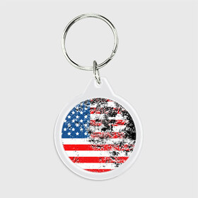 Брелок круглый с принтом США в Ухте, пластик и полированная сталь | круглая форма, металлическое крепление в виде кольца | grunge | usa | америка | сша | текстуры