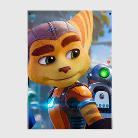 Постер с принтом Ratchet & Clank Rift Apart в Ухте, 100% бумага
 | бумага, плотность 150 мг. Матовая, но за счет высокого коэффициента гладкости имеет небольшой блеск и дает на свету блики, но в отличии от глянцевой бумаги не покрыта лаком | ratchet  clank rift apart | игра | персонаж | рисунок