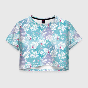 Женская футболка Crop-top 3D с принтом Mulan Flowers Pattern в Ухте, 100% полиэстер | круглая горловина, длина футболки до линии талии, рукава с отворотами | flowers | mulan | vdosadir | бэрри кук | мулан | тони бэнкрофт | цветы