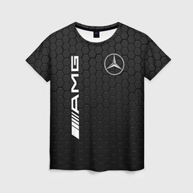 Женская футболка 3D с принтом MERCEDES-BENZ AMG в Ухте, 100% полиэфир ( синтетическое хлопкоподобное полотно) | прямой крой, круглый вырез горловины, длина до линии бедер | amg | auto | brabus | carbon | mercedes | sport | авто | автомобиль | автомобильные | амг | брабус | бренд | карбон | марка | машины | мерседес | спорт