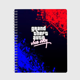 Тетрадь с принтом Gta Vice city в Ухте, 100% бумага | 48 листов, плотность листов — 60 г/м2, плотность картонной обложки — 250 г/м2. Листы скреплены сбоку удобной пружинной спиралью. Уголки страниц и обложки скругленные. Цвет линий — светло-серый
 | game | gta | gta 5 | gta inline | gta rp | gta sa | gta samp | gta v | gta vice city | los santos | news | rockstar game | vice city | гта | гта 5 | гта вайс сити | гта са | девушкам | игра | лос сантос | мальчикам | самп