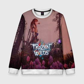 Детский свитшот 3D с принтом HORIZON ZERO DAWN в Ухте, 100% полиэстер | свободная посадка, прямой крой, мягкая тканевая резинка на рукавах и понизу свитшота | aloy | antasy girl | art | artwork | digital art | fantasy | horizon | horizon: zero dawn | landscape | tallneck | warrior fantasy | weapon | zero dawn