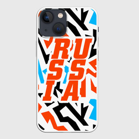 Чехол для iPhone 13 mini с принтом Russia в Ухте,  |  | ru | rus | russia | team | белая | герб | граффити | двуглавый | знак | империя | логотип | надпись | оранжевая | орел | патриот | родина | российская | россия | русский | русь | рф | сборная | символ | спорт | страна