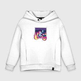 Детское худи Oversize хлопок с принтом This is fine мем в Ухте, френч-терри — 70% хлопок, 30% полиэстер. Мягкий теплый начес внутри —100% хлопок | боковые карманы, эластичные манжеты и нижняя кромка, капюшон на магнитной кнопке | Тематика изображения на принте: fire | mem | meme | memes | parody | this is fine | unicorn | unicorns | в квартире | в комнате | все в порядке | горит | единорог | единорогами | единороги | мем | мемас | мемчик | мемы | на мем | огонь | пародия | пожар | пьет кофе