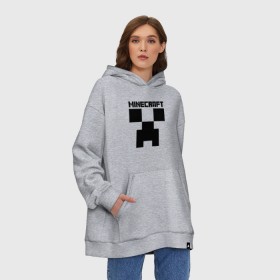 Худи SuperOversize хлопок с принтом MINECRAFT CREEPER в Ухте, 70% хлопок, 30% полиэстер, мягкий начес внутри | карман-кенгуру, эластичная резинка на манжетах и по нижней кромке, двухслойный капюшон
 | creeper | game | minecraft | блоки | игра | квадраты | компьютерная | крипер | криппер | майнкрафт | огонь