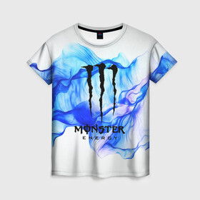 Женская футболка 3D с принтом MONSTER ENERGY в Ухте, 100% полиэфир ( синтетическое хлопкоподобное полотно) | прямой крой, круглый вырез горловины, длина до линии бедер | adrenalin | energy monster | monster | monster energy | monstr | sport | адреналин | монстер | монстр | напиток | спорт | энергетик
