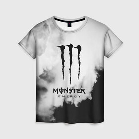 Женская футболка 3D с принтом MONSTER ENERGY в Ухте, 100% полиэфир ( синтетическое хлопкоподобное полотно) | прямой крой, круглый вырез горловины, длина до линии бедер | adrenalin | energy monster | monster | monster energy | monstr | sport | адреналин | монстер | монстр | напиток | спорт | энергетик