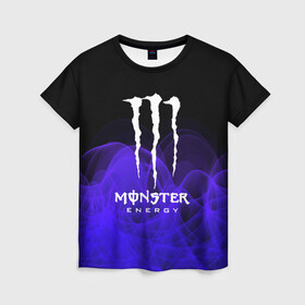 Женская футболка 3D с принтом MONSTER ENERGY в Ухте, 100% полиэфир ( синтетическое хлопкоподобное полотно) | прямой крой, круглый вырез горловины, длина до линии бедер | adrenalin | energy monster | monster | monster energy | monstr | sport | адреналин | монстер | монстр | напиток | спорт | энергетик