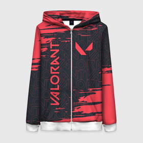 Женская толстовка 3D на молнии с принтом VALORANT / ВАЛОРАНТ в Ухте, 100% полиэстер | длина до линии бедра, манжеты и пояс оформлены мягкой тканевой резинкой, двухслойный капюшон со шнурком для регулировки, спереди молния, по бокам два кармана | breach | cs go | cypher | jett | league of legends | legends of runeterra | lol | omen | overwatch | phoenix | riot | riot games | sage | sona | sova | valorant | viper | валорант | лига легенд | лол