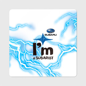 Магнит виниловый Квадрат с принтом SUBARU в Ухте, полимерный материал с магнитным слоем | размер 9*9 см, закругленные углы | subarist | subaru | авто | гонки | машины | молнии | надпись | субарист | субару | тачки | текст | фраза | японец