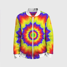 Детский бомбер 3D с принтом Tie-Dye в Ухте, 100% полиэстер | застегивается на молнию, по бокам два кармана без застежек, мягкие манжеты, по низу бомбера и на воротнике — эластичная резинка | abstract | colorful | dye | gradient | texture | tie | абстракция | градиент | дай | тай | текстура | цветной