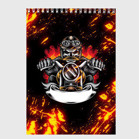 Скетчбук с принтом Fire Biker (Z) в Ухте, 100% бумага
 | 48 листов, плотность листов — 100 г/м2, плотность картонной обложки — 250 г/м2. Листы скреплены сверху удобной пружинной спиралью | Тематика изображения на принте: 2020 | auto | bike | fire biker | moto | motorcycle | sport | авто | автомобиль | автомобильные | байк | бренд | марка | машины | мото | мотоциклы | огненный байкер | спорт