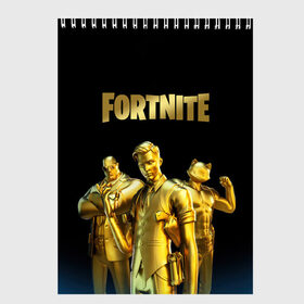 Скетчбук с принтом FORTNITE GOLD SQUAD в Ухте, 100% бумага
 | 48 листов, плотность листов — 100 г/м2, плотность картонной обложки — 250 г/м2. Листы скреплены сверху удобной пружинной спиралью | 2 часть | 3 season | 3 сезон | fortnite | gold | midas | squad | мидас | фортнайт