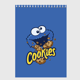 Скетчбук с принтом Cookies в Ухте, 100% бумага
 | 48 листов, плотность листов — 100 г/м2, плотность картонной обложки — 250 г/м2. Листы скреплены сверху удобной пружинной спиралью | cookie | cookiemonster | delicious | eat | monster | yummy | еда | коржик | куки | кукимонстр | монстр | печенье | сезам | сладости | улица | улицасезам