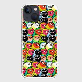 Чехол для iPhone 13 mini с принтом Папуги в Ухте,  |  | doodling | textures | волнистые попугайчики | волнистый попугай | дудлинг | папуги | попугаи | попугайчики | птица | птицы | стикербомбинг | текстуры | фон