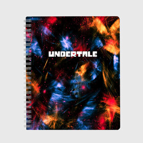 Тетрадь с принтом UNDERTALE АНДЕРТЕЙЛ в Ухте, 100% бумага | 48 листов, плотность листов — 60 г/м2, плотность картонной обложки — 250 г/м2. Листы скреплены сбоку удобной пружинной спиралью. Уголки страниц и обложки скругленные. Цвет линий — светло-серый
 | asriel dreemurr | chara | frisk | gaster blaster | heart | sans | undertale | азриэль дримурр | андертейл | гастер | меттатон | санс | сердце | фриск | чара