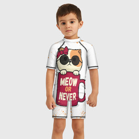 Детский купальный костюм 3D с принтом МИЛЫЙ КОТЕНОК | CUTE KITTEN (Z) в Ухте, Полиэстер 85%, Спандекс 15% | застежка на молнии на спине | cat | cats | кот | котик | котики | кошка | красивая кошка | рыжий | рыжий кот