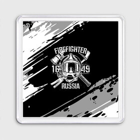 Магнит 55*55 с принтом FIREFIGHTER 1649 RUSSIA в Ухте, Пластик | Размер: 65*65 мм; Размер печати: 55*55 мм | Тематика изображения на принте: 112 | 27 декабря | firefighter | багор | белая | герб | гкчс | знак | лого | логотип | маска | мчс | мчсник | пожарная охрана | пожарник | пожарный | пч | россии | рф | серая | символ | служба | состаренная