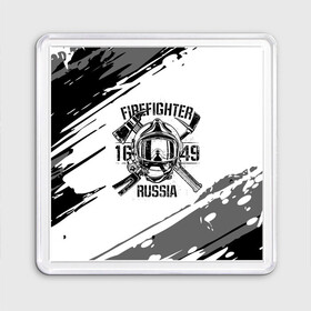 Магнит 55*55 с принтом FIREFIGHTER 1649 RUSSIA в Ухте, Пластик | Размер: 65*65 мм; Размер печати: 55*55 мм | Тематика изображения на принте: 112 | 27 декабря | firefighter | багор | белая | герб | гкчс | знак | лого | логотип | маска | мчс | мчсник | пожарная охрана | пожарник | пожарный | пч | россии | рф | серая | символ | служба | состаренная