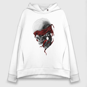 Женское худи Oversize хлопок с принтом Череп Skull в Ухте, френч-терри — 70% хлопок, 30% полиэстер. Мягкий теплый начес внутри —100% хлопок | боковые карманы, эластичные манжеты и нижняя кромка, капюшон на магнитной кнопке | анатомия | белая | белое | гот | косплей | кости | кость | костюм | красочная | пират | пираты | подарок | прикольная | светлая | стиль | темная | тренд | чб | череп | черепа | черепушки | черная | черно