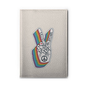 Обложка для автодокументов PEACE and LOVE (Z): в Ухте, натуральная кожа |  размер 19,9*13 см; внутри 4 больших “конверта” для документов и один маленький отдел — туда идеально встанут права | hope | love | peace | два пальца | жесть | знак | любить | любовь | мир | радуга | хипи | хиппи