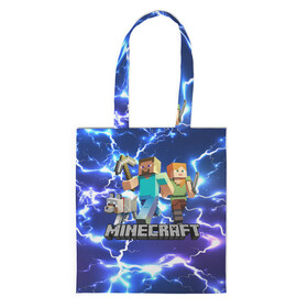 Шоппер 3D с принтом MINECRAFT / МАЙНКРАФТ в Ухте, 100% полиэстер | Плотность: 200 г/м2; Размер: 34×35 см; Высота лямок: 30 см | block | creeper | cube | minecraft | pixel | блок | геометрия | крафт | крипер | кубики | майнкрафт | пиксели