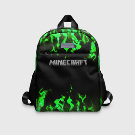 Детский рюкзак 3D с принтом MINECRAFT   МАЙНКРАФТ в Ухте, 100% полиэстер | лямки с регулируемой длиной, сверху петелька, чтобы рюкзак можно было повесить на вешалку. Основное отделение закрывается на молнию, как и внешний карман. Внутри дополнительный карман. По бокам два дополнительных кармашка | Тематика изображения на принте: block | creeper | cube | minecraft | pixel | блок | геометрия | крафт | крипер | кубики | майнкрафт | пиксели