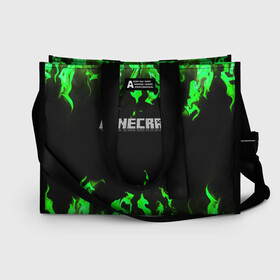 Сумка-шоппер 3D с принтом MINECRAFT МАЙНКРАФТ в Ухте, 100% полиэстер | застегивается на металлическую кнопку; внутренний карман застегивается на молнию. Стенки укреплены специальным мягким материалом, чтобы защитить содержимое от несильных ударов
 | block | creeper | cube | minecraft | pixel | блок | геометрия | крафт | крипер | кубики | майнкрафт | пиксели